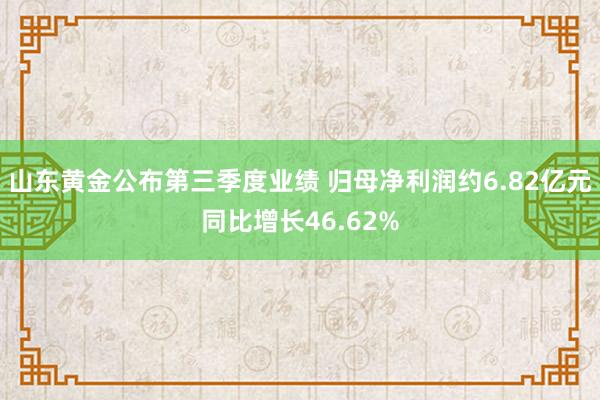 山东黄金公布第三季度业绩 归母净利润约6.82亿元同比增长46.62%