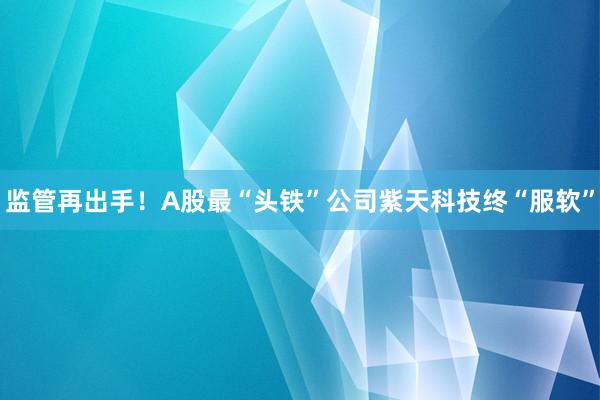 监管再出手！A股最“头铁”公司紫天科技终“服软”