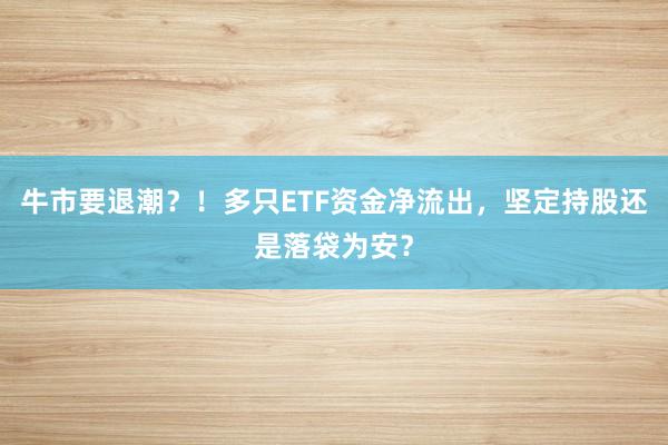 牛市要退潮？！多只ETF资金净流出，坚定持股还是落袋为安？