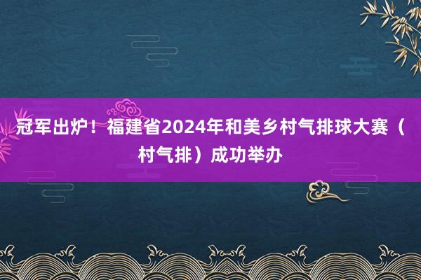 冠军出炉！福建省2024年和美乡村气排球大赛（村气排）成功举办