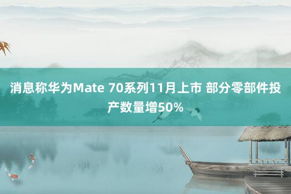 消息称华为Mate 70系列11月上市 部分零部件投产数量增50%