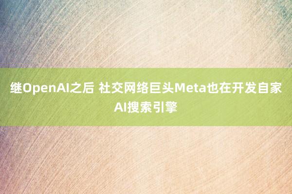 继OpenAI之后 社交网络巨头Meta也在开发自家AI搜索引擎