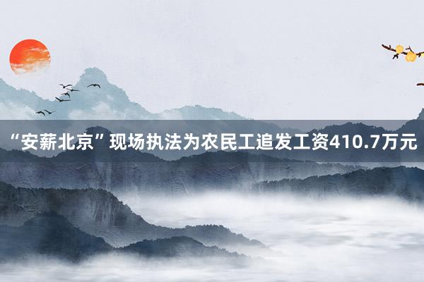 “安薪北京”现场执法为农民工追发工资410.7万元