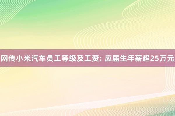 网传小米汽车员工等级及工资: 应届生年薪超25万元