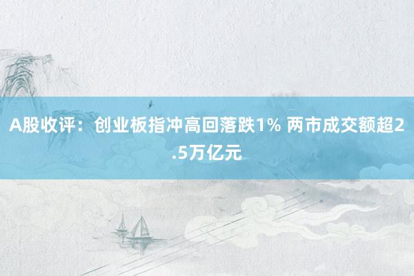 A股收评：创业板指冲高回落跌1% 两市成交额超2.5万亿元