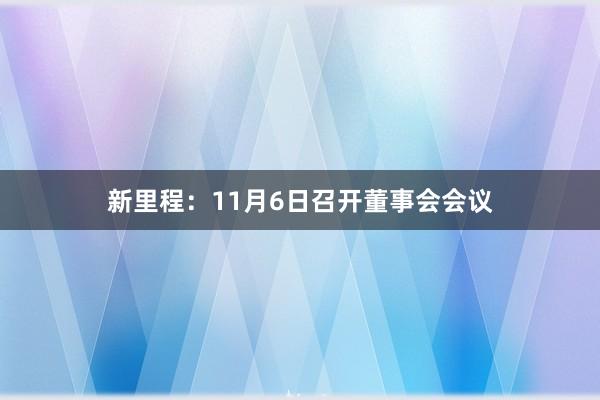 新里程：11月6日召开董事会会议