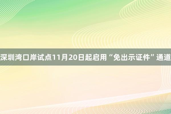 深圳湾口岸试点11月20日起启用“免出示证件”通道