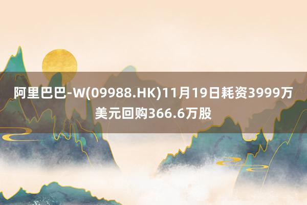 阿里巴巴-W(09988.HK)11月19日耗资3999万美元回购366.6万股