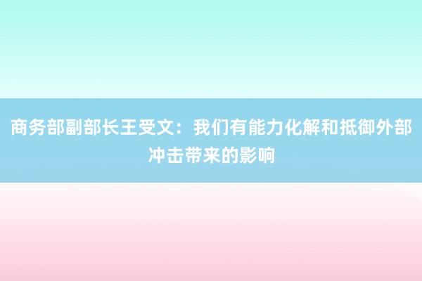 商务部副部长王受文：我们有能力化解和抵御外部冲击带来的影响