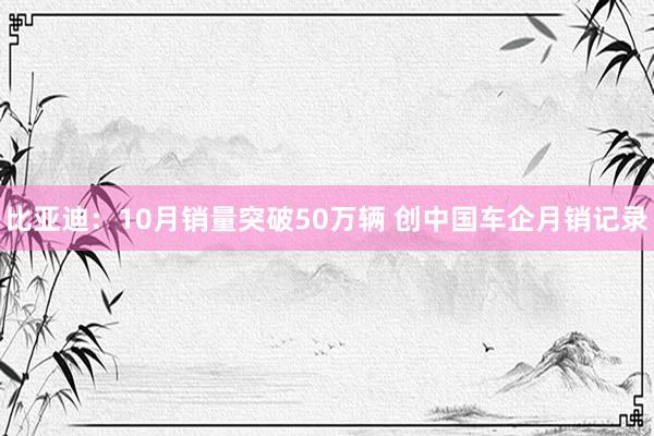 比亚迪：10月销量突破50万辆 创中国车企月销记录