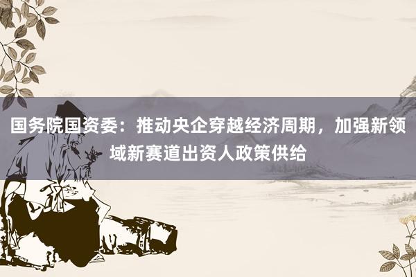 国务院国资委：推动央企穿越经济周期，加强新领域新赛道出资人政策供给