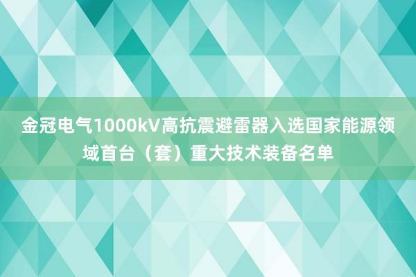 金冠电气1000kV高抗震避雷器入选国家能源领域首台（套）重大技术装备名单