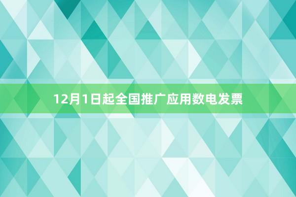 12月1日起全国推广应用数电发票