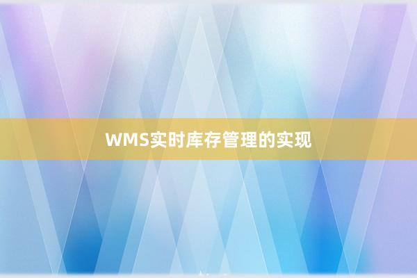 WMS实时库存管理的实现