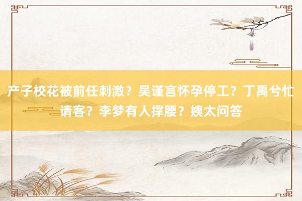 产子校花被前任刺激？吴谨言怀孕停工？丁禹兮忙请客？李梦有人撑腰？姨太问答