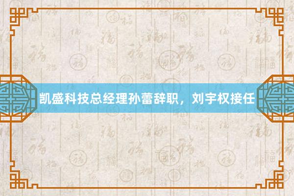 凯盛科技总经理孙蕾辞职，刘宇权接任