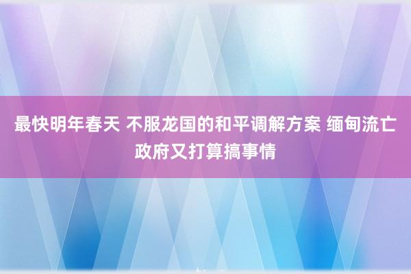 最快明年春天 不服龙国的和平调解方案 缅甸流亡政府又打算搞事情