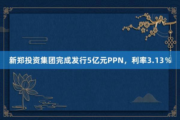 新郑投资集团完成发行5亿元PPN，利率3.13％