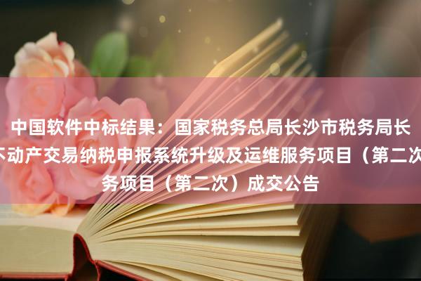 中国软件中标结果：国家税务总局长沙市税务局长沙互联网+不动产交易纳税申报系统升级及运维服务项目（第二次）成交公告