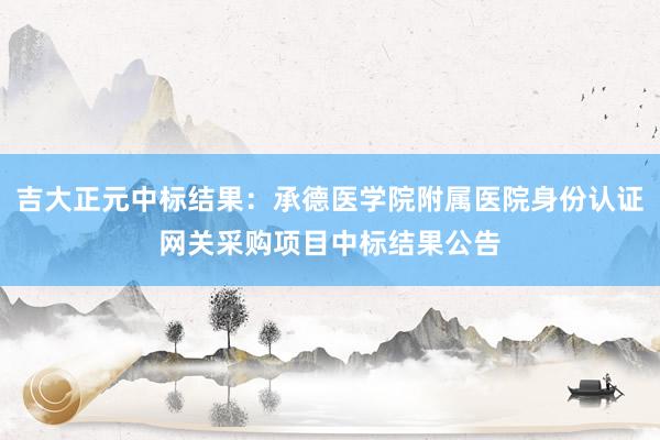 吉大正元中标结果：承德医学院附属医院身份认证网关采购项目中标结果公告