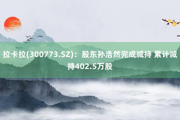 拉卡拉(300773.SZ)：股东孙浩然完成减持 累计减持402.5万股