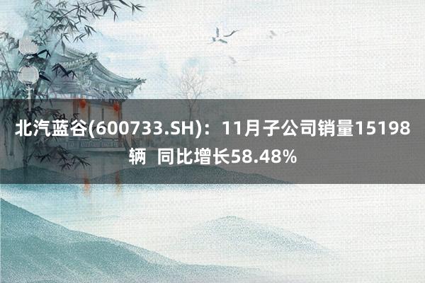 北汽蓝谷(600733.SH)：11月子公司销量15198辆  同比增长58.48%