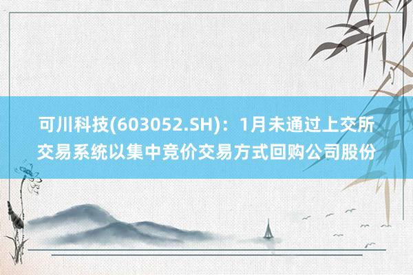 可川科技(603052.SH)：1月未通过上交所交易系统以集中竞价交易方式回购公司股份