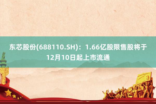 东芯股份(688110.SH)：1.66亿股限售股将于12月10日起上市流通