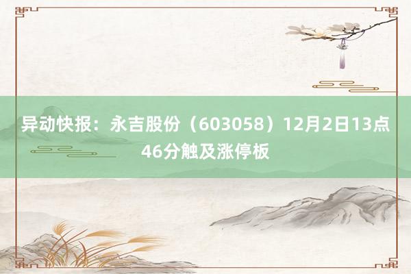 异动快报：永吉股份（603058）12月2日13点46分触及涨停板