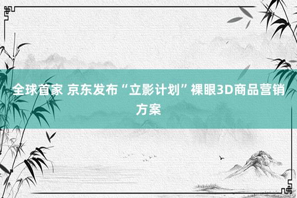 全球首家 京东发布“立影计划”裸眼3D商品营销方案