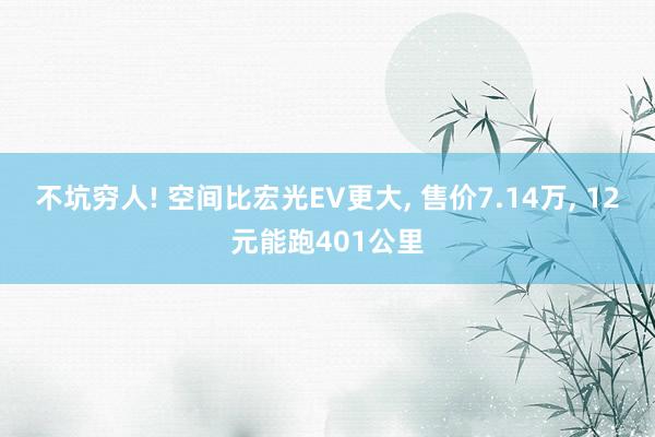 不坑穷人! 空间比宏光EV更大, 售价7.14万, 12元能跑401公里