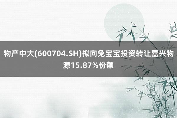 物产中大(600704.SH)拟向兔宝宝投资转让嘉兴物源15.87%份额