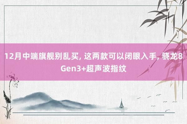 12月中端旗舰别乱买, 这两款可以闭眼入手, 骁龙8Gen3+超声波指纹