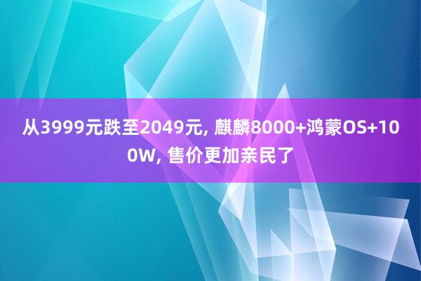 从3999元跌至2049元, 麒麟8000+鸿蒙OS+100W, 售价更加亲民了