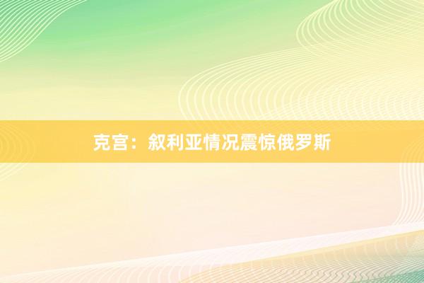 克宫：叙利亚情况震惊俄罗斯