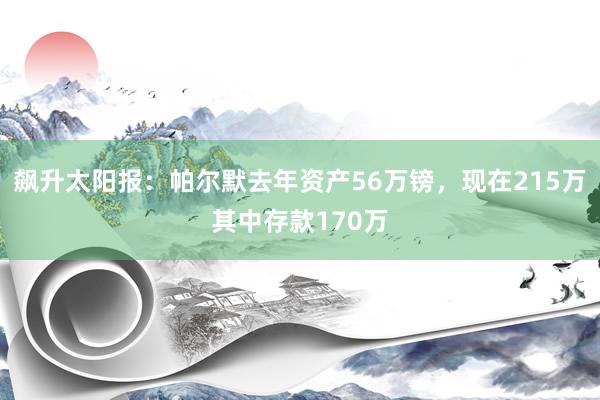 飙升太阳报：帕尔默去年资产56万镑，现在215万其中存款170万