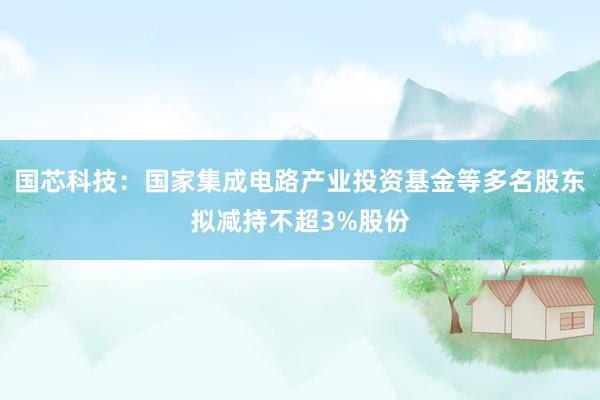 国芯科技：国家集成电路产业投资基金等多名股东拟减持不超3%股份