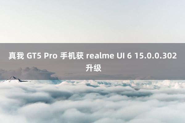 真我 GT5 Pro 手机获 realme UI 6 15.0.0.302 升级