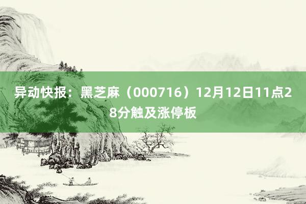 异动快报：黑芝麻（000716）12月12日11点28分触及涨停板