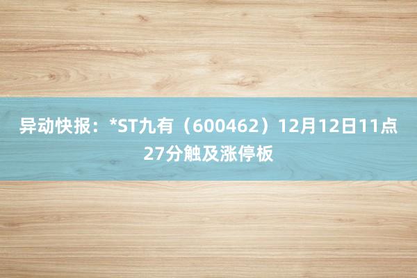 异动快报：*ST九有（600462）12月12日11点27分触及涨停板