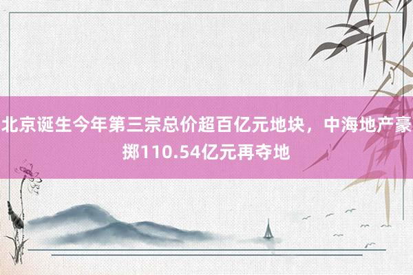 北京诞生今年第三宗总价超百亿元地块，中海地产豪掷110.54亿元再夺地