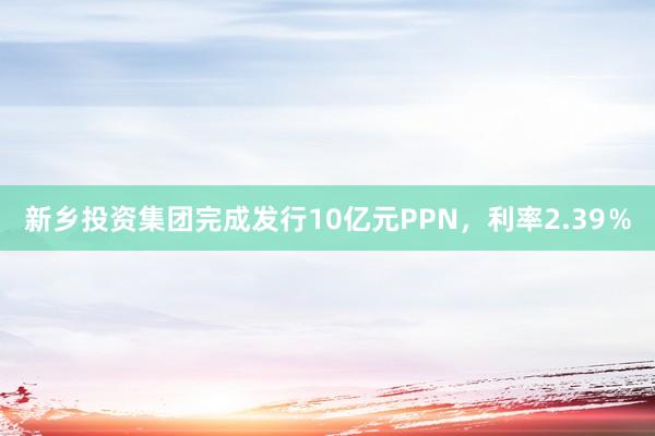 新乡投资集团完成发行10亿元PPN，利率2.39％