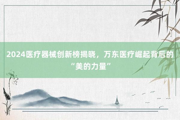 2024医疗器械创新榜揭晓，万东医疗崛起背后的“美的力量”