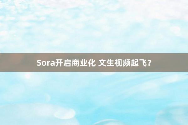 Sora开启商业化 文生视频起飞？