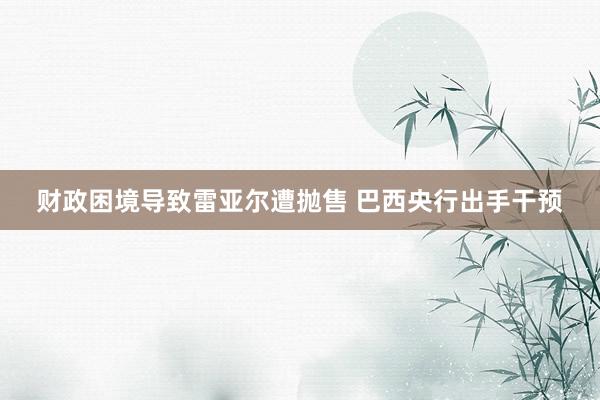 财政困境导致雷亚尔遭抛售 巴西央行出手干预