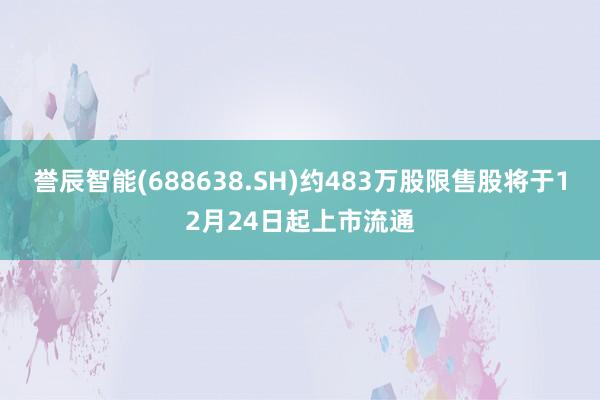 誉辰智能(688638.SH)约483万股限售股将于12月24日起上市流通