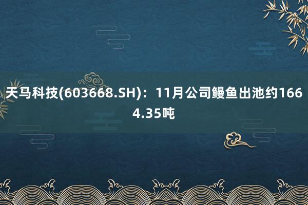 天马科技(603668.SH)：11月公司鳗鱼出池约1664.35吨