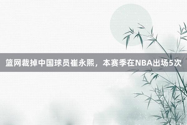 篮网裁掉中国球员崔永熙，本赛季在NBA出场5次