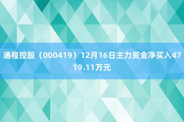 通程控股（000419）12月16日主力资金净买入4719.11万元