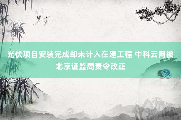 光伏项目安装完成却未计入在建工程 中科云网被北京证监局责令改正